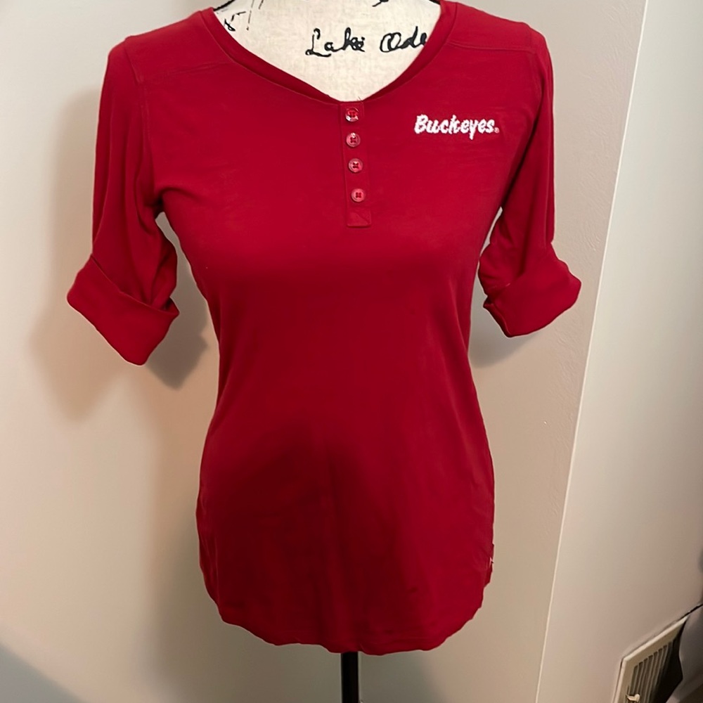 Antigua Ohio State Buckeyes OSU Ladies Women’s Tee Knit Shirt Like New Medium M